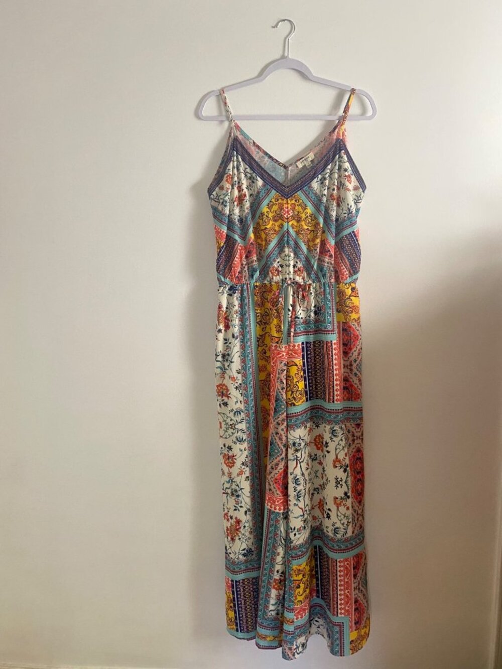 Umgee Women’s Boho Printed Wide-leg Pantsuit With Pockets Size L